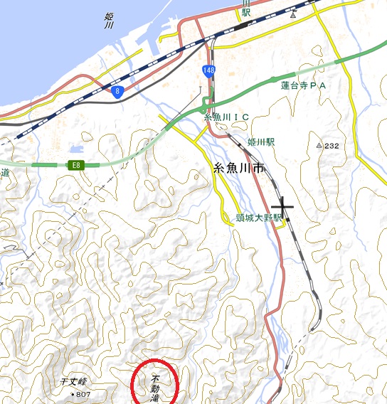 糸魚川市・不動滝地図